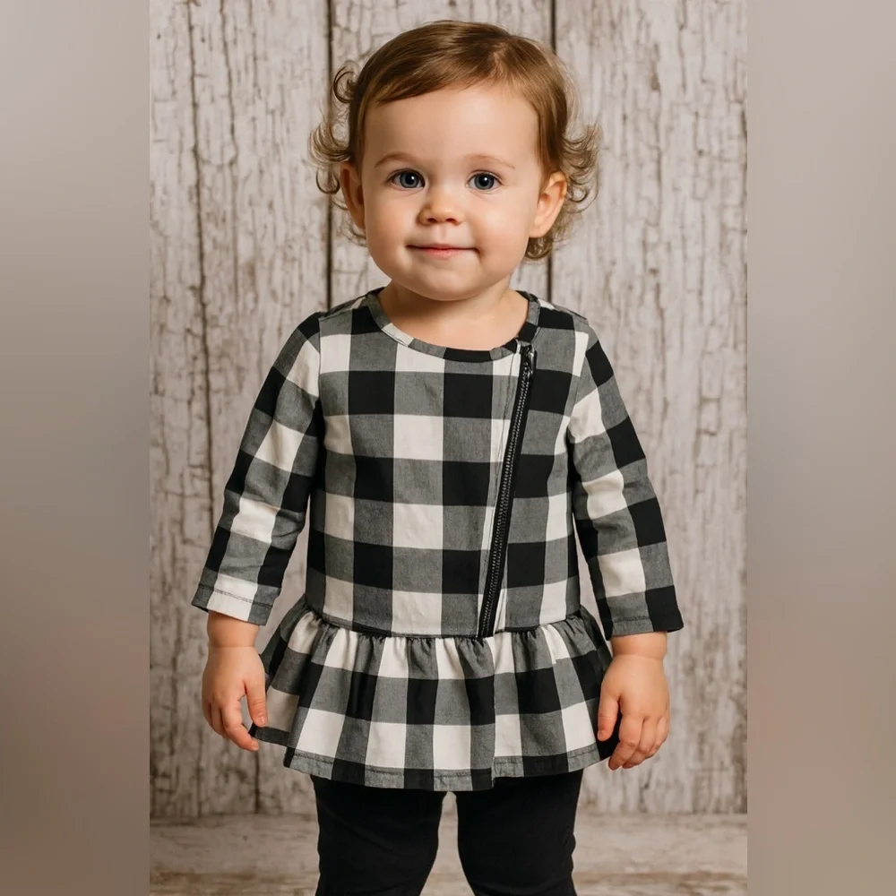 Calvin Klein Girls black/white peplum top & leggings set cute! Chic 4t